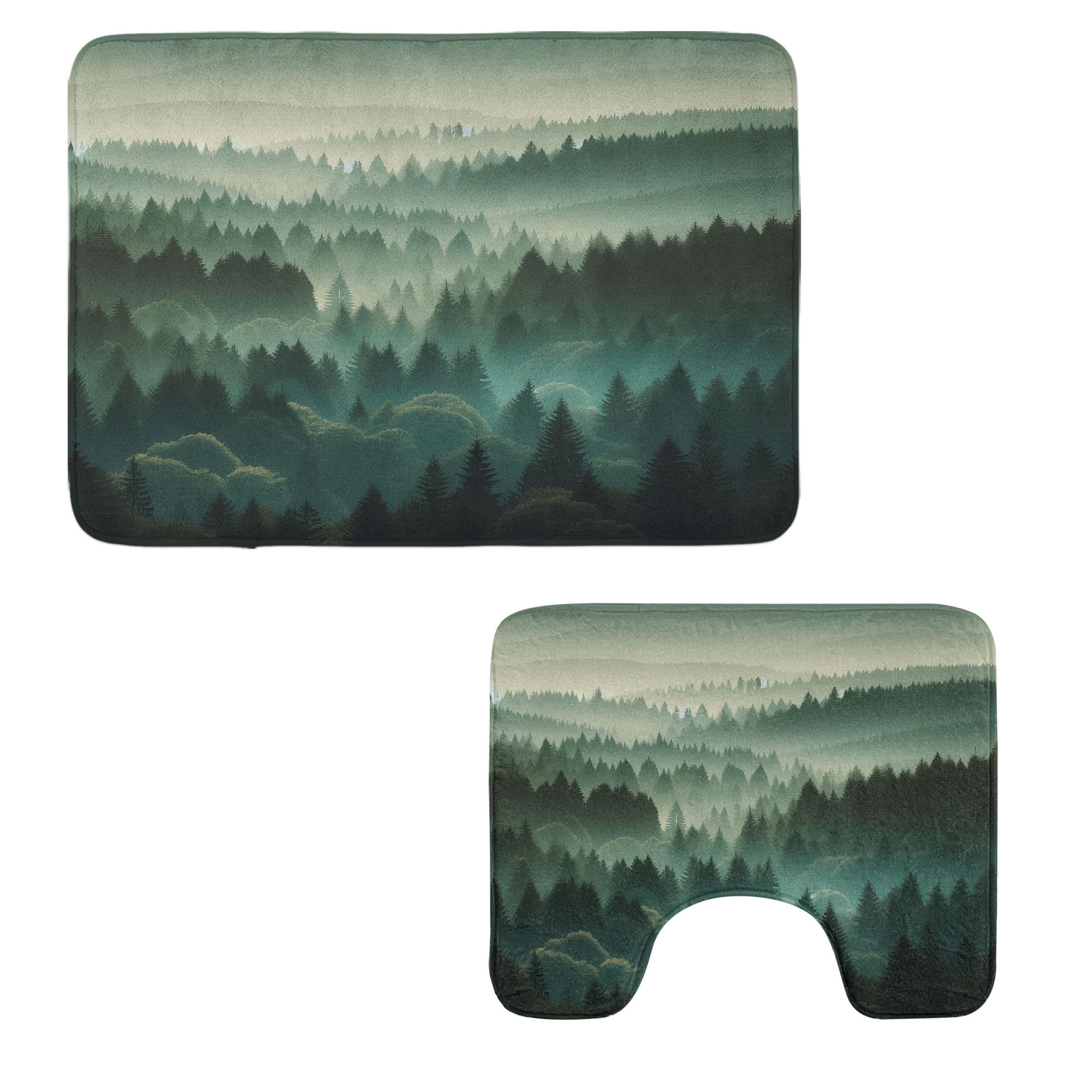 East Urban Home Dark Green Bathroom Rug Set 2 Pieces Rectangle