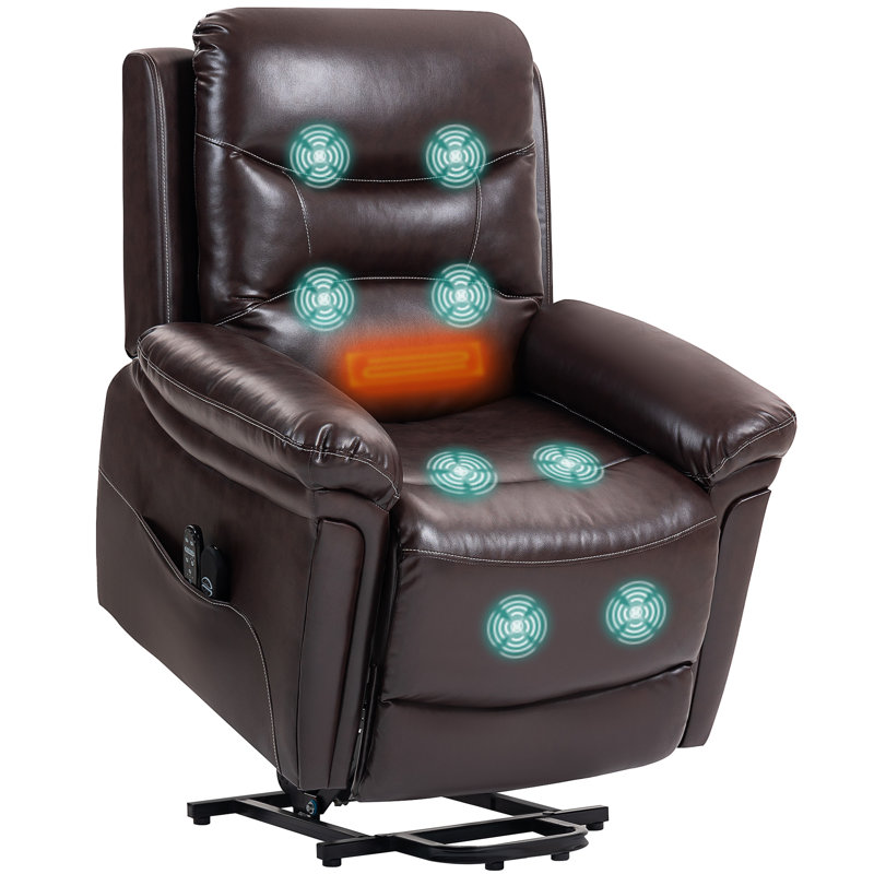 96cm Wide Lift Assist Standard Recliner with Massager, Brown