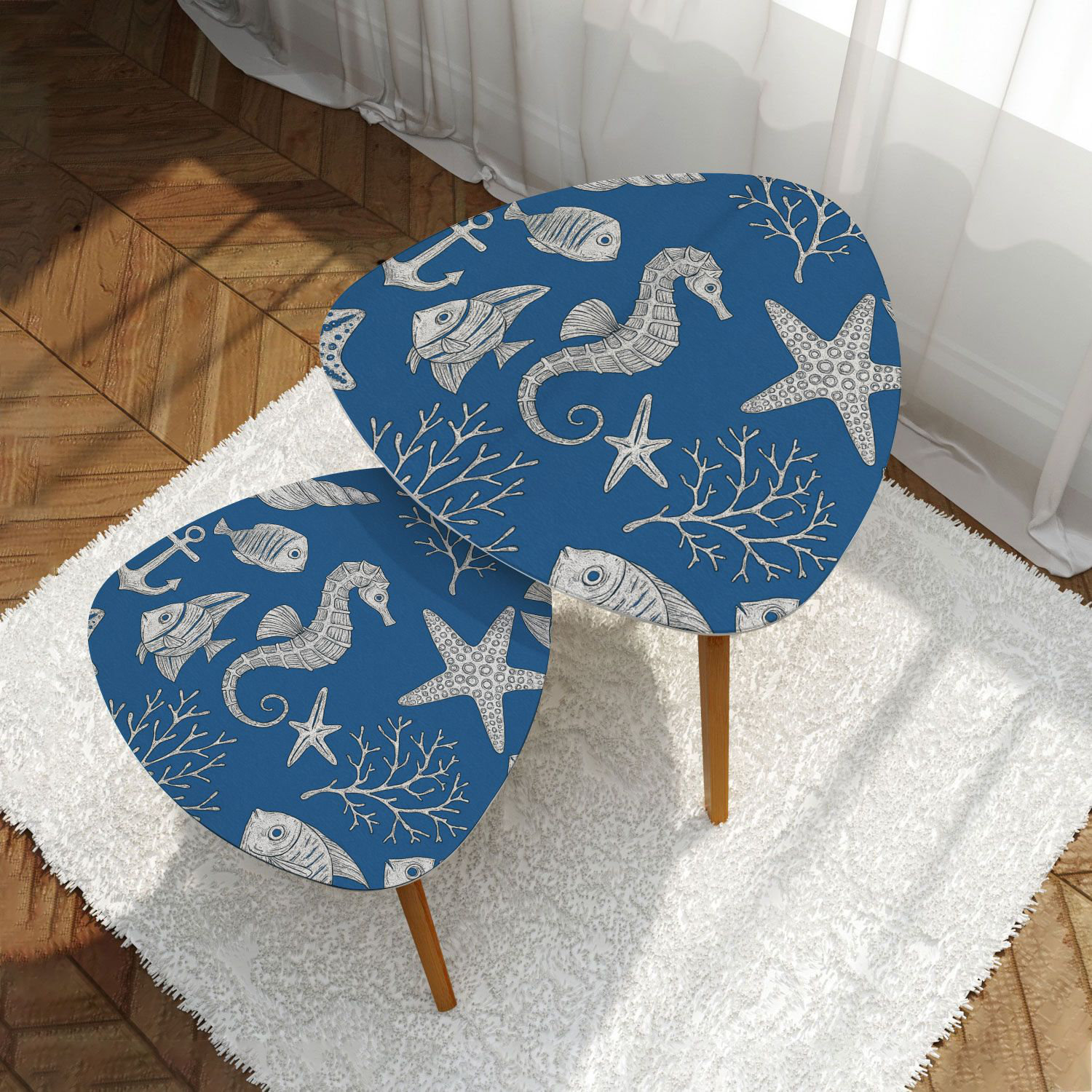 Highland Dunes Triangle Nesting Coffee Table Set of 2 Sea style ...