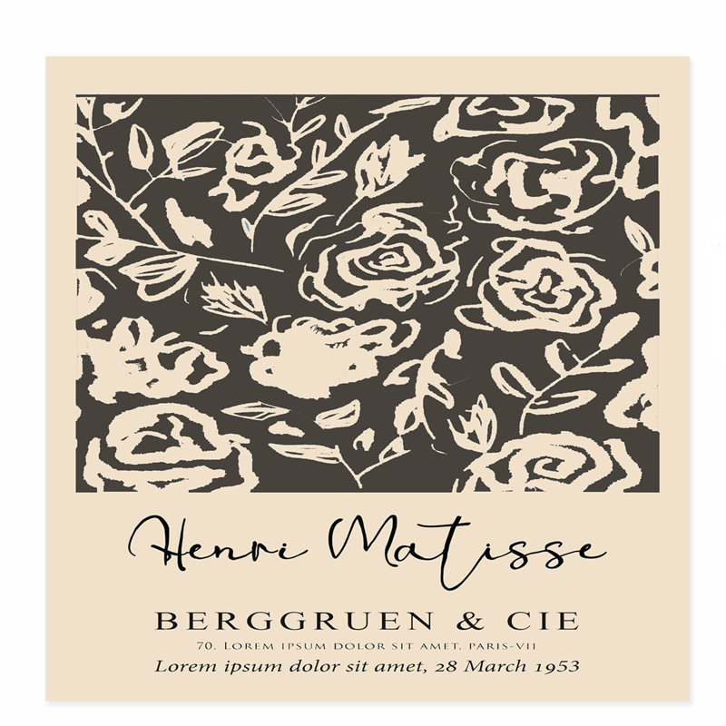 «Floral Henri Matisse Rose Flowers Bohemian», reproduction d'art non encadrée, H 20 po x l 20 po