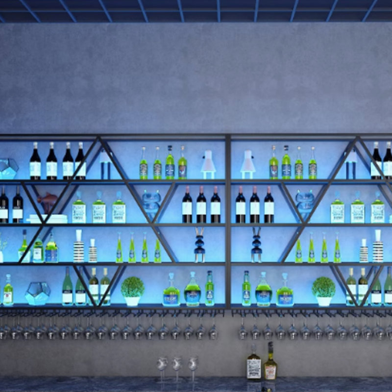 Support à vin mural Polygonal, H 51,1 po x l 157,4 po x P 7,8 po