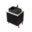 Meuble-lavabo autoportant de 24 po avec lavabo 24 po avec lavabo, comptoir en céramique noire et comptoir blanc Carrara