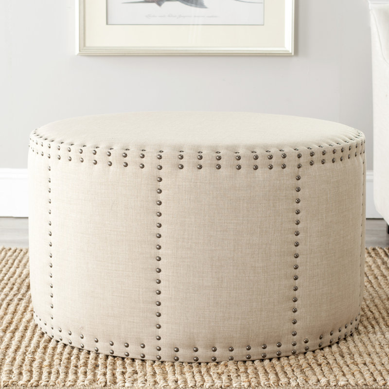 Caydee Upholstered Ottoman, Light Beige