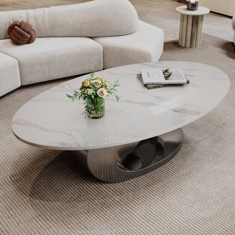 Beckette ovale avec base en acier inoxydable, Gris