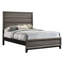 Ensemble de chambre à coucher 3 pièces Sutter en chêne gris avec lit à panneaux, commode à 6 tiroirs et miroir assorti.