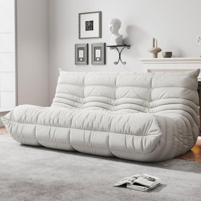Bean Bag Chairs For Adults, Memory Foam Couch 3-Seater Sofa Chair, Soft Teddy Material Cozy Comfy Reading Nook Chairs, Floor Chair For Living Room Bed