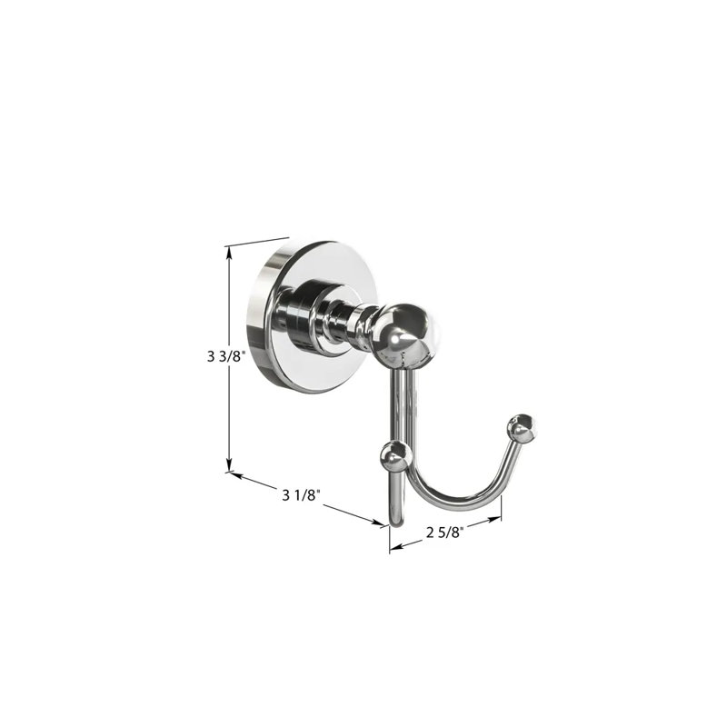 Ember Wall-Mounted Double Towel Hook - Brushed Nickel, Premium Brass Construction, Installation Hardware Included