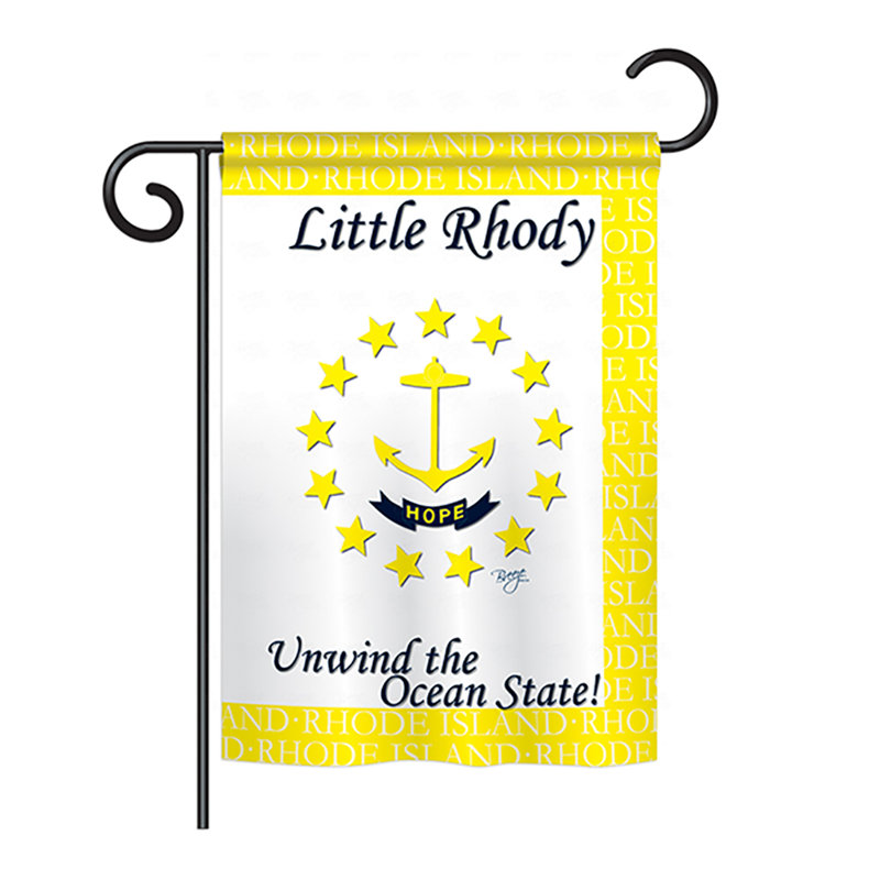 Drapeau de maison en polyester à 2 côtés US State, H 18,5 po x l 13 po, Rhode Island
