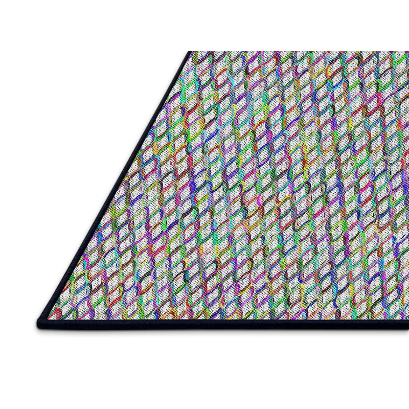 Tapis décoratif gris à motifs géométriques Richburg, Rectangle 7 pi x 9 pi