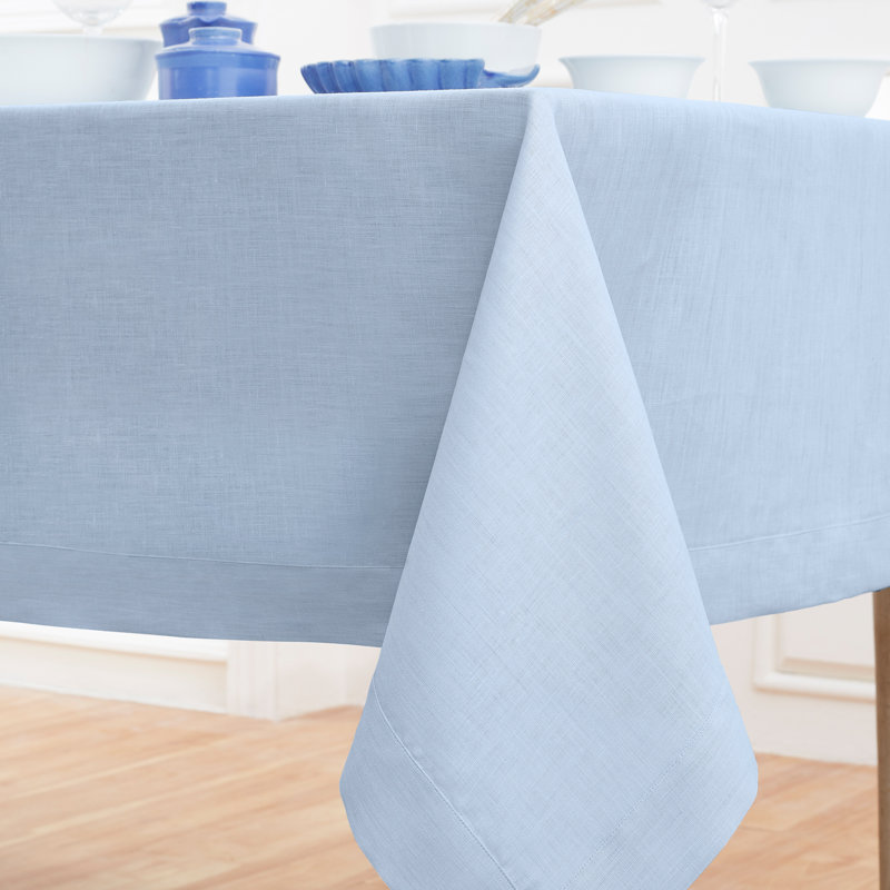 100% Pure Linen Tablecloth - Fete, Sky Blue, 132" L x 60" W