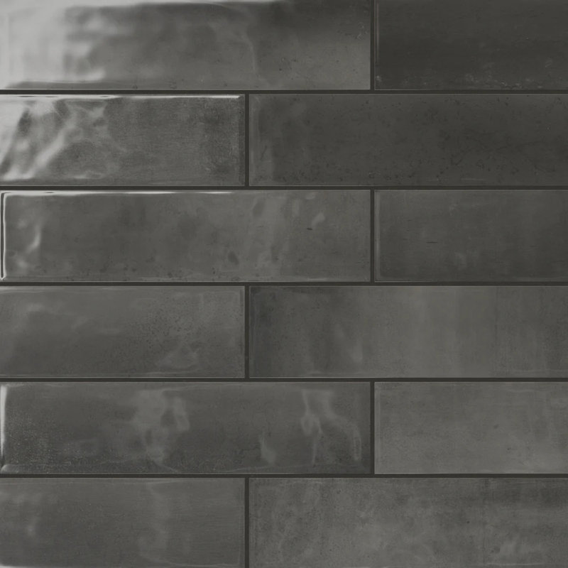 Villagio 4 in. x 16 in. Ceramic Undulated Wall Tile (14.60 Sq. Ft. / Case), Carbon
