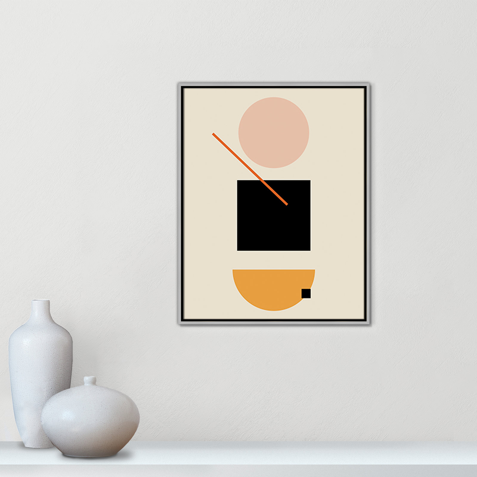 Simple Shapes Print, 29.5" H x 23.5" W x 2" D, Silver Framed