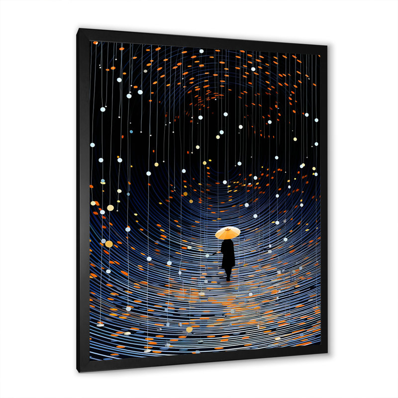 Starry Night Sky Pathway - reproduction d'art abstrait mural, Cadre simple noir, H 20 po x l 12 po x P 1 po