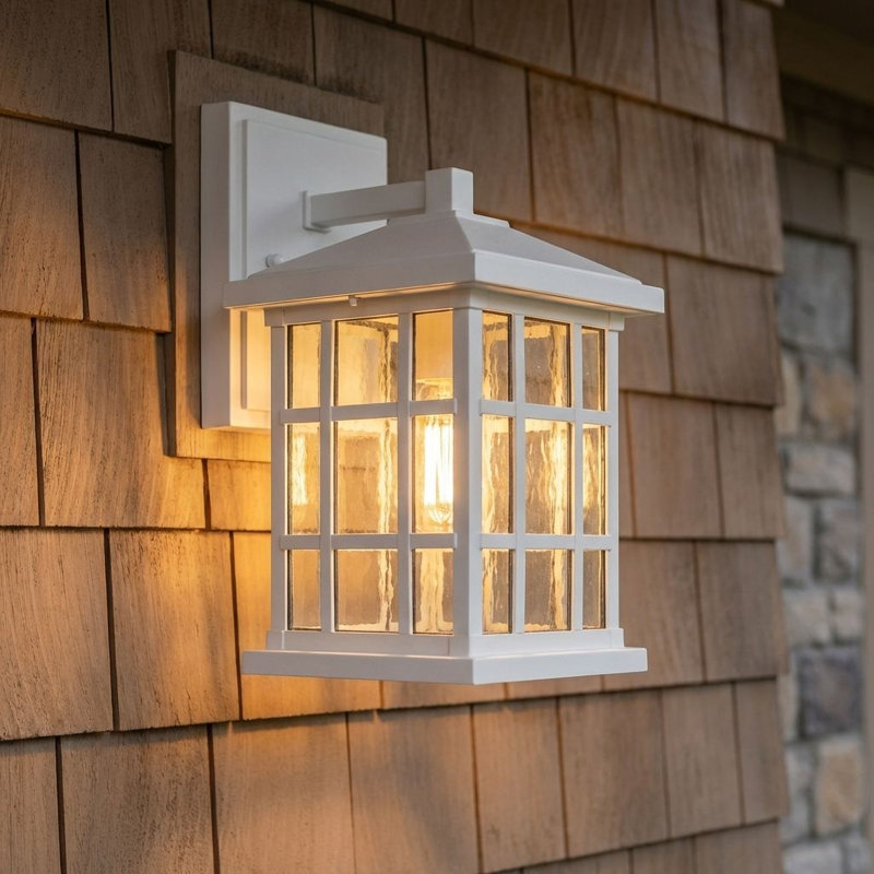 Cayman 1-Light Dimmable Outdoor Wall Lantern, 10.5" H x 9.5" W x 7.5" D