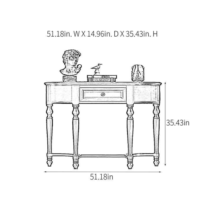 Console American Retro, H 35,43 po x l 51,18 po x P 14,96 po, Brun