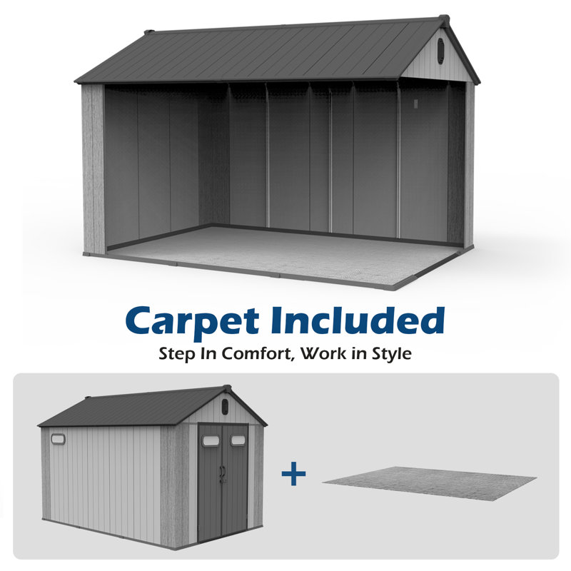 Plastic Portable Outdoor Storage Shed, 93.43" H x 93.84" W x 117.96" D
