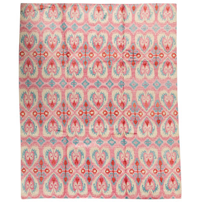 Hand Woven Wool Ikat Area Rug