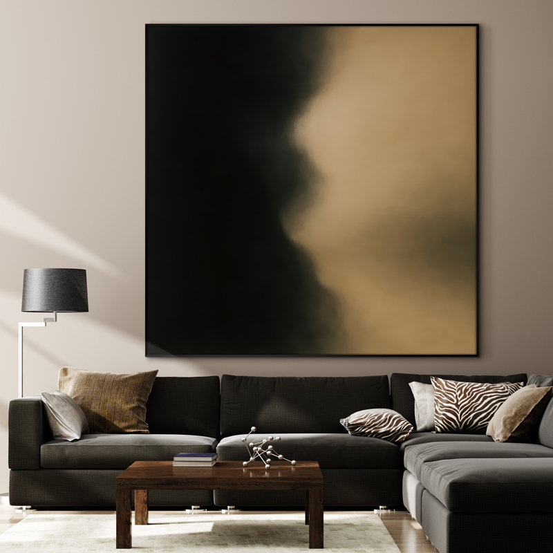 Très grand art mural imprimé sur tissu - Paysage abstrait neutre moderne pour la décoration d'œuvres d'art pour le salon ou la chambre à coucher - «Assemblage requis du cadre (cadre non fini)»