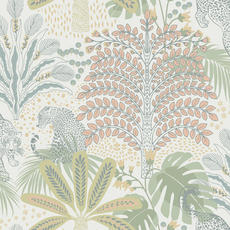 Envy Savannah Fauna Removable Wallpaper, Green