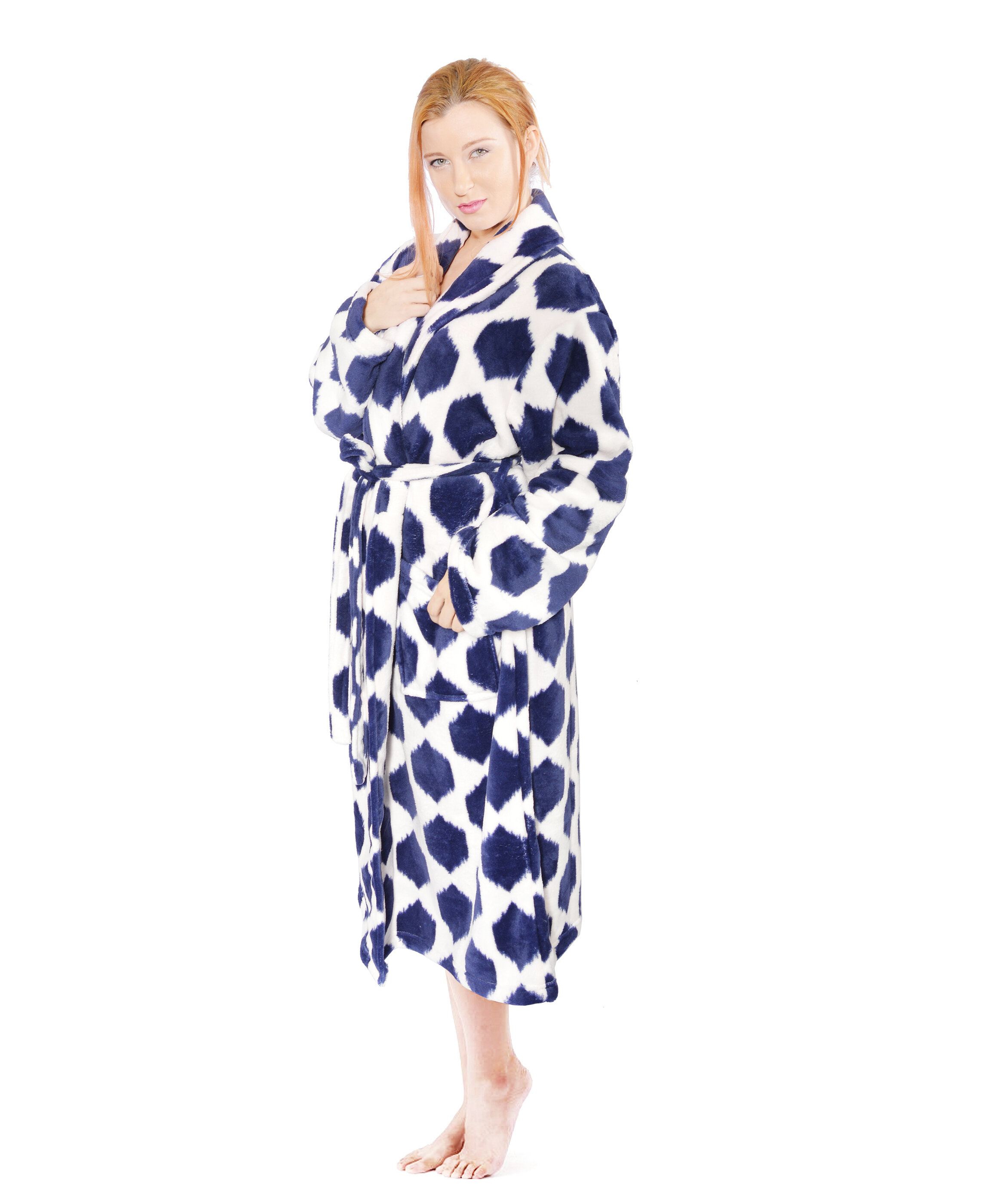 Richie House Women's Long Hooded Robe Plush Soft Warm Fleece