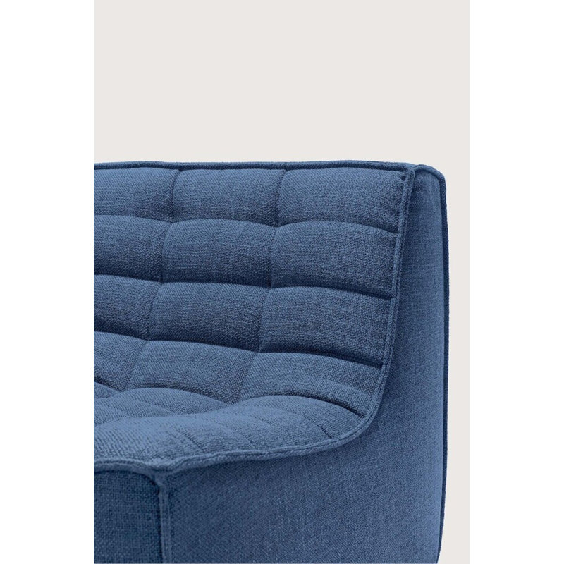N701 Modular Sofa Set - Combo Left - 1 Seater + 3 Seater + 90° Round Corner, 30" H x 130" W x 102.5" D, Blue Polyester Blend