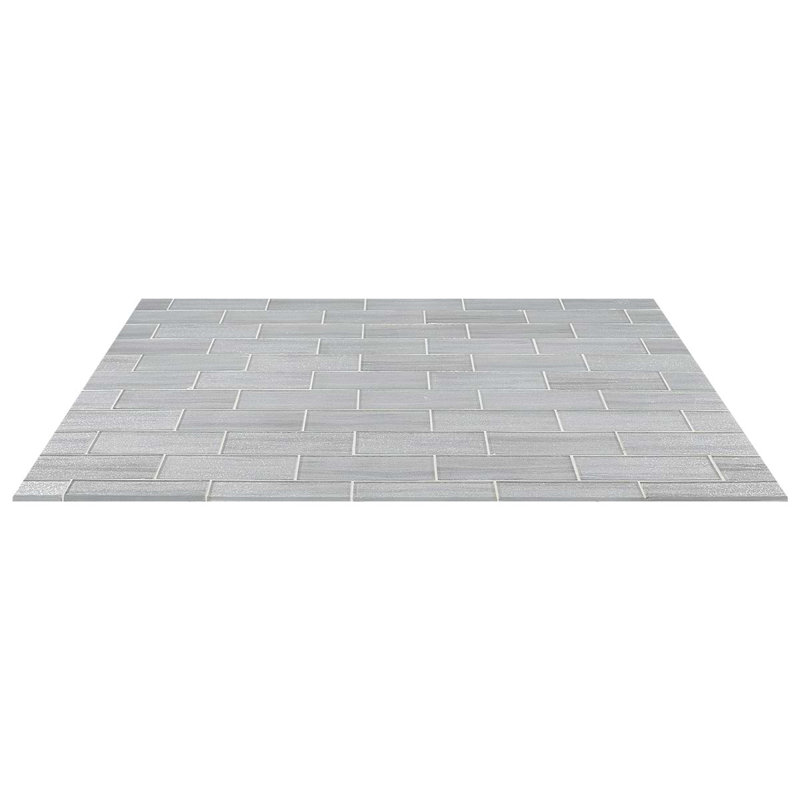 Veda 4x9 Polished Glass Subway Tile, Silver