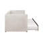 Lit de jour rembourré moderne avec couchette coulissante, poches de rangement latérales et garniture cloutée-437301044