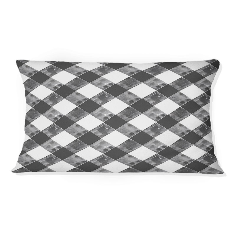 Imprimé vichy noir et blanc - coussin lombaire traditionnel