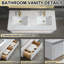 Meuble-lavabo mural simple en bois massif de 48 po avec comptoir en pierre et lumière-746431384