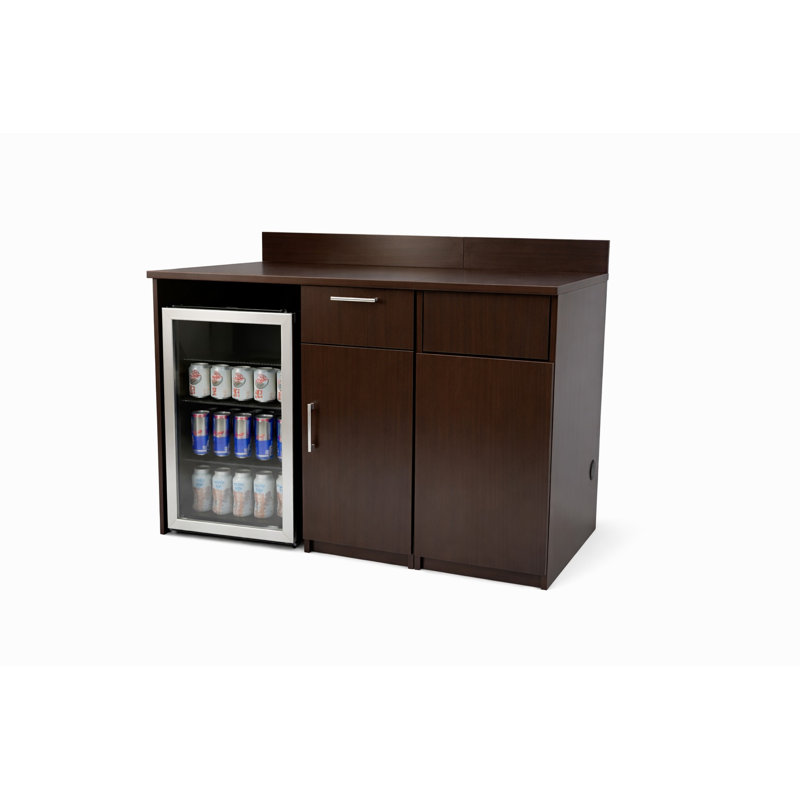 Cabinet de rafraîchissement de bureau avec mini-réfrigérateur et poubelle - Station de café commerciale entièrement assemblée - l 54 po x P 24 po x H 36 po