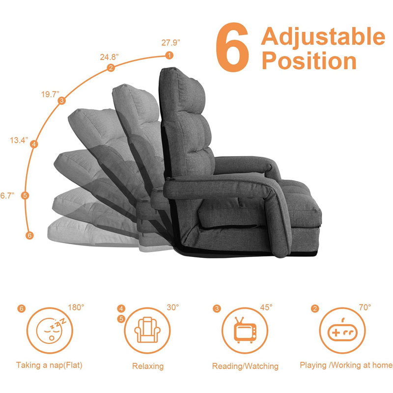 Canapé-lit pliant avec accoudoirs et coussin Trule, Gris foncé