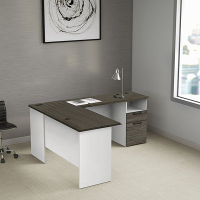 Ocke L-Shaped Executive Desk with Power Outlet