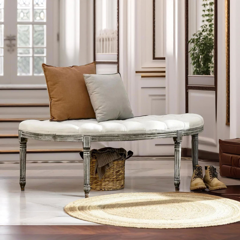 Upholstered Bench, White