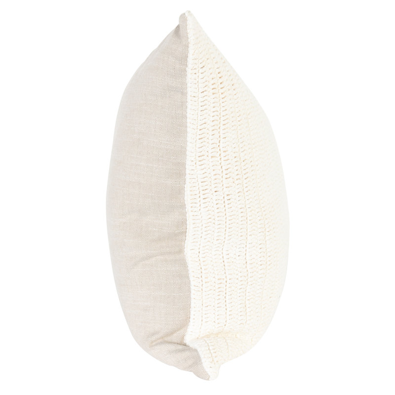 Marcie Square Pillow Cover & Insert, Square 22", Ivory