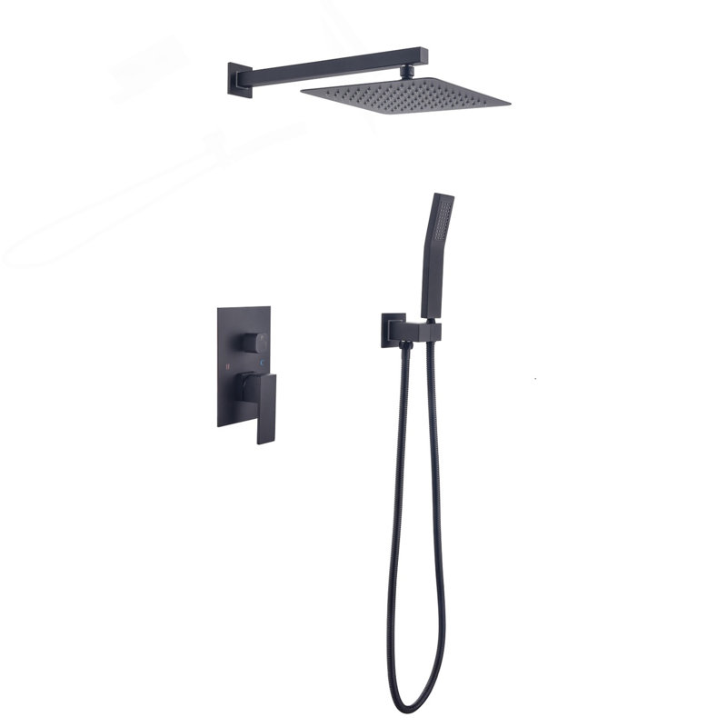 10 Inch Shower Head Bathroom Luxury Rain Mixer Shower Complete Combo Set Wall Mounted, Matte Black