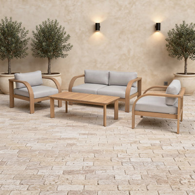Hermes 4Pc Outdoor Patio FSC Wood Seating Set - Seats 4