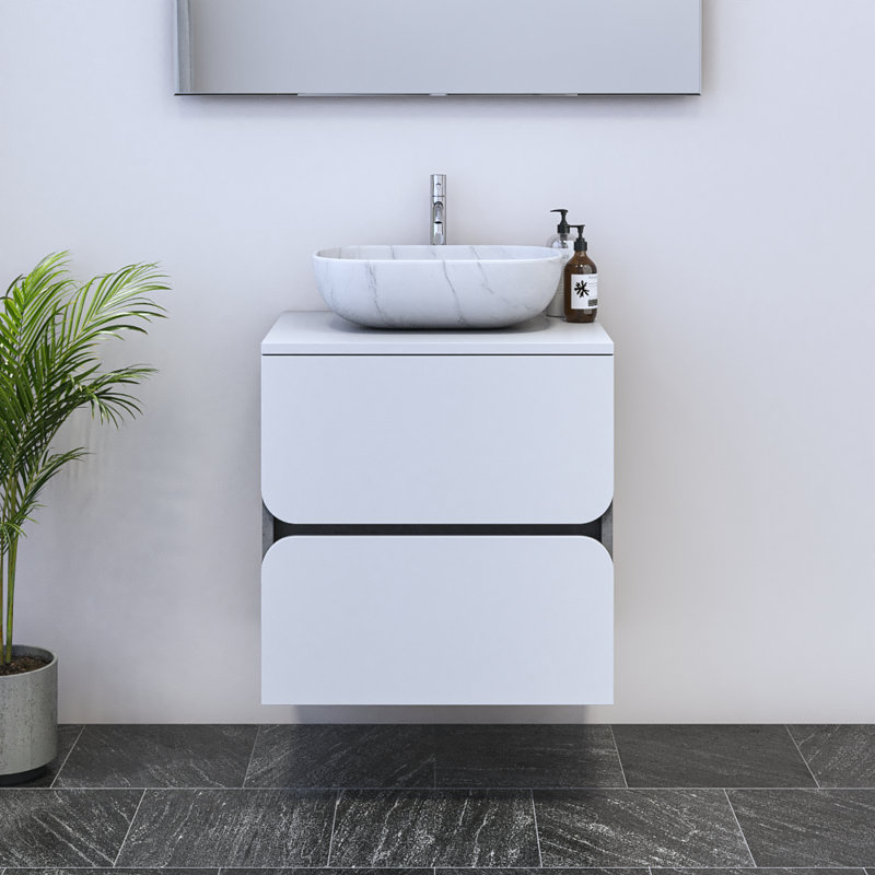 Kaydin 23.6'' Single Bathroom Vanity with Top, White, White