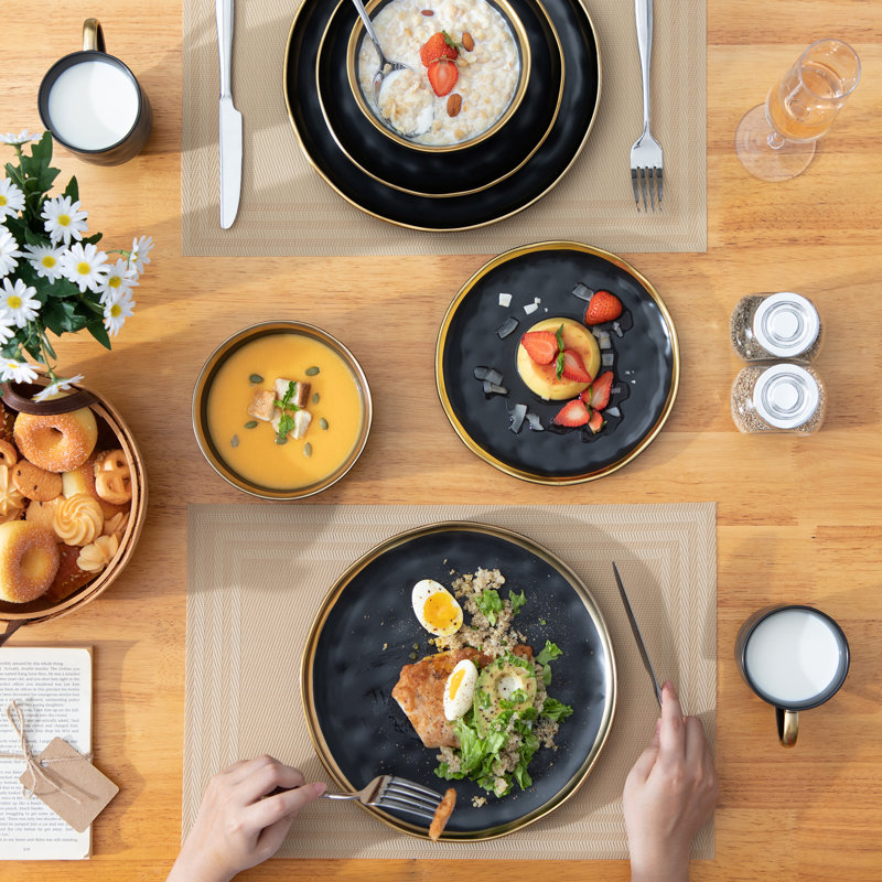 Piece Dinnerware Set - Service for 8, Black