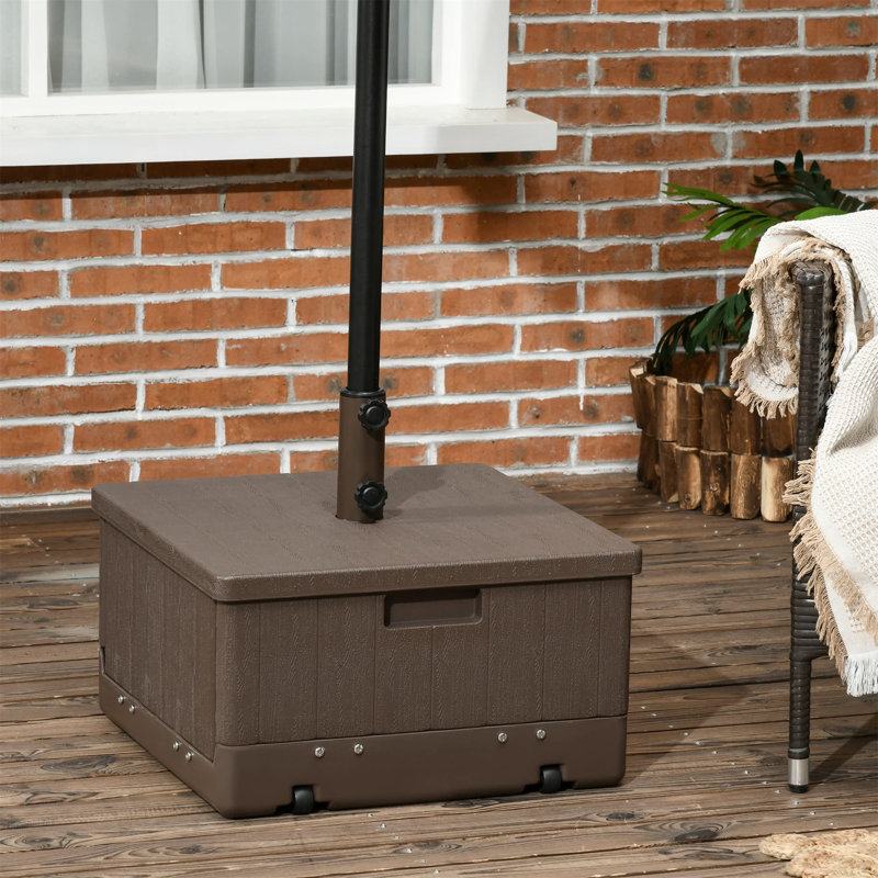 Jarboe 3-in-1 Outdoor Umbrella Base, Coffee End Table, Flower Box Planter, 175lbs Capacity Patio Umbrella Stand Table with Wheels and Handles