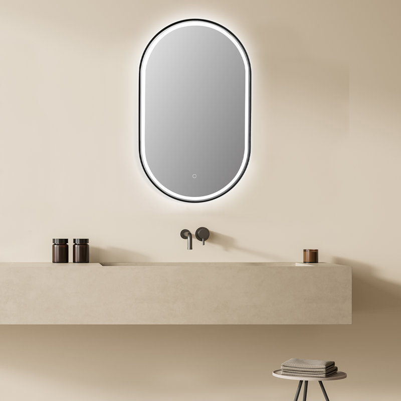 Miroir mural de salle de bain / meuble-lavabo moderne Oleggio, Noir