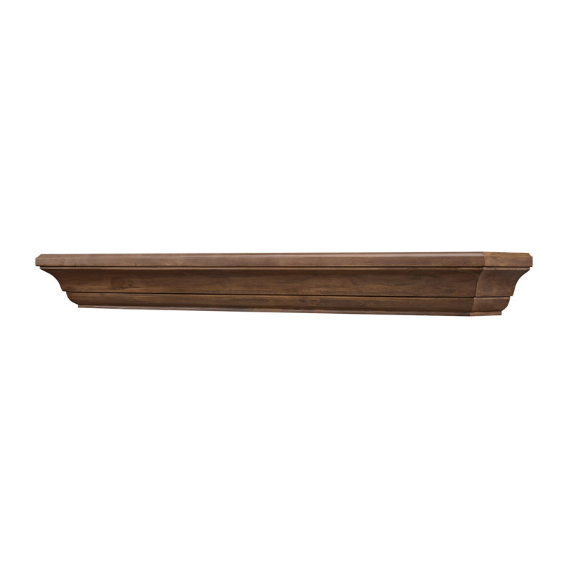 Tablette de cheminée flottante en bois - Fabriquée en bois de pin - Design traditionnel, Umber, 72 po