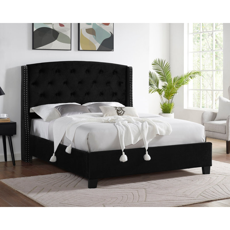 Très grand lit tapissier Eva, Black
