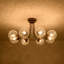Mid-century 8-light Water Patternede Glass Semi-flush Mount-257377345