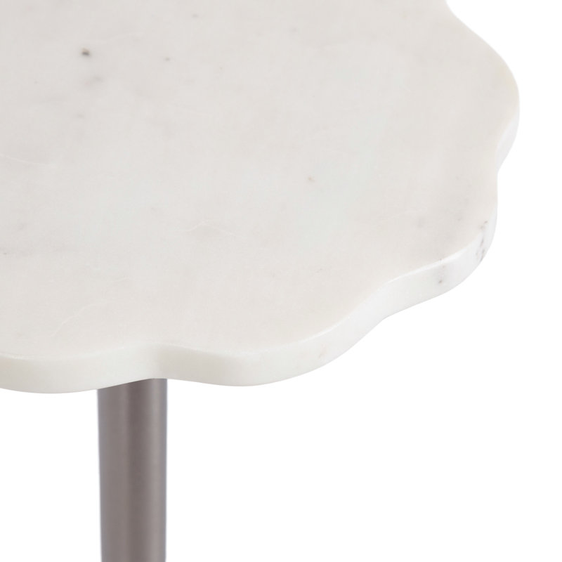 Table ronde en marbre et métal, Argent argent