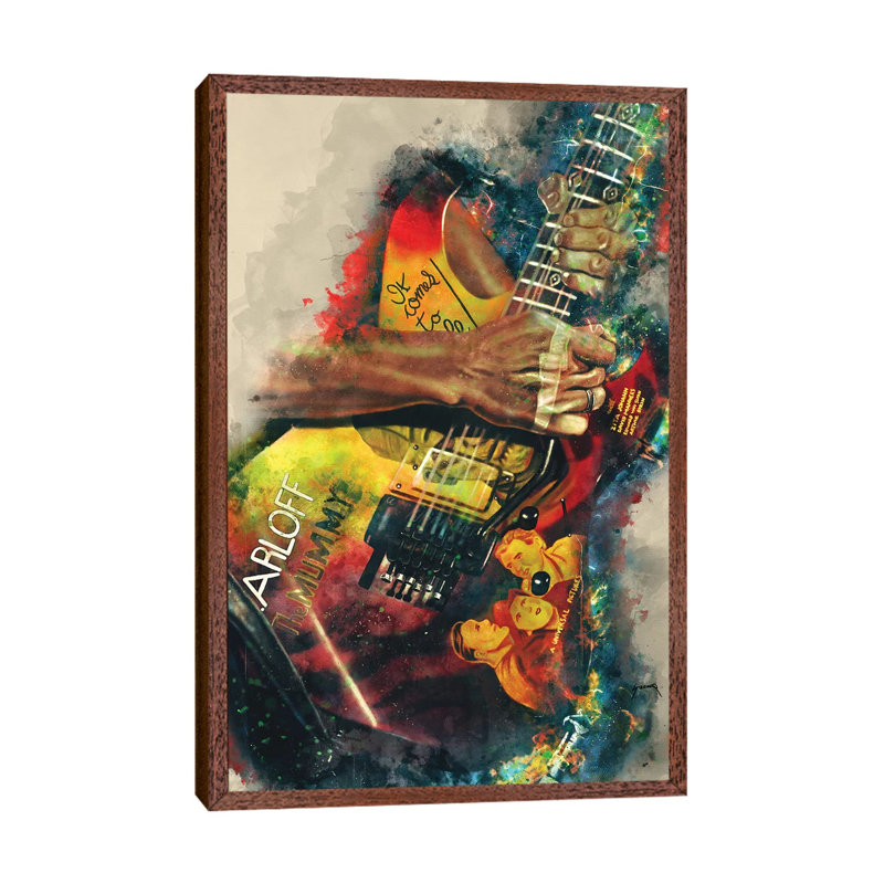 Kirk Hammett's Electric Guitar - Print on Canvas, Classic Brown Wood Framed, 66.04 cm H x 45.72 cm W