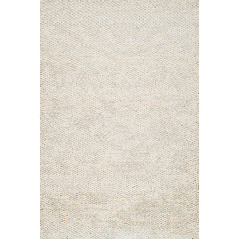Whalan Handmade Tufted Jute/Sisal Off White Area Rug, Square 6' x 6'