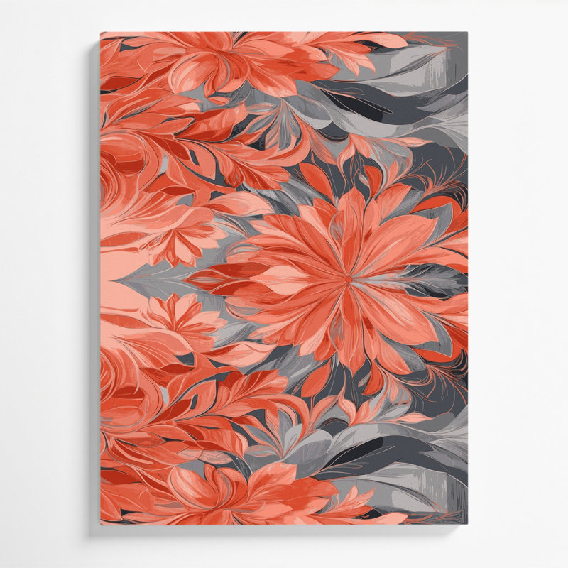 «Abstract Florals 62», art mural sur toile brune, H 14 po x l 11 po