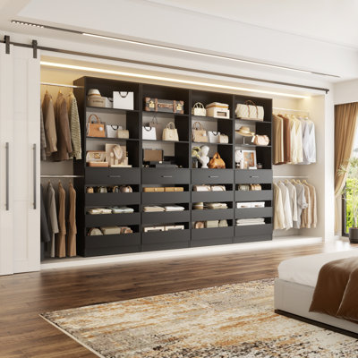 85.2"-462.8" Closet System With Drawers And Rods