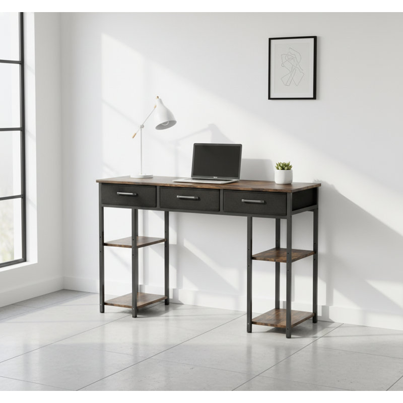 Bureau d'écriture pour bureau à domicile avec tablettes réglables pour la maison et le bureau | Idée de cadeau, Brun / Noir
