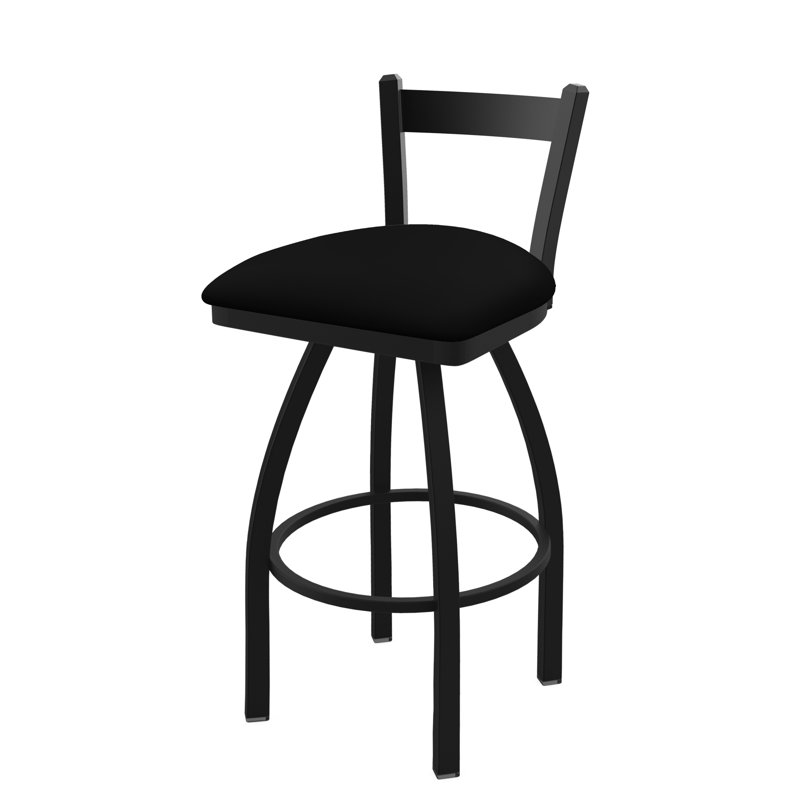 821 Catalina Low Back Swivel Bar Stool, Black Wrinkle, Black Vinyl, Bar Stool (30" Seat Height)